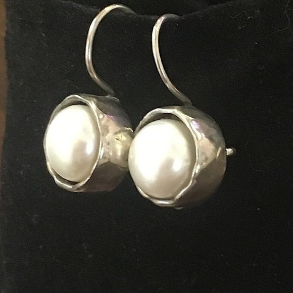 SILPADA MARGARITE Sterling Silver Pearl Drop Earrings W1750 - Picture 4 of 9
